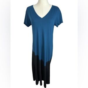 ATM Anthony Thomas Melillo Blue and Black T Shirt Maxi Dress Size S